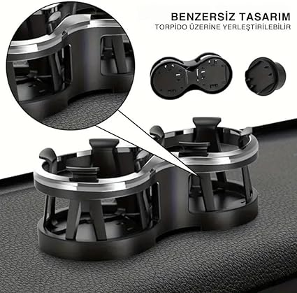 İki Gözlü Oto Bardak Tutucu Bardak Çoğaltıcı Torpido Üzeri Bardak Tutucu Araç Bardaklık İçecek Tutucu - Görsel 3