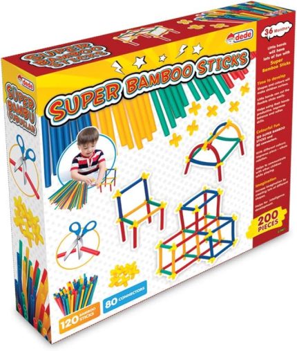 Süper Bambu Çubuklar 200 Parça, Esnek Plastik, +3 Yaş için