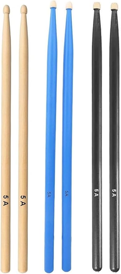 Baget - Davul - 3 Çift Bateri Bageti Drumsticks 5a Pürüzsüz Yüzey Renkli