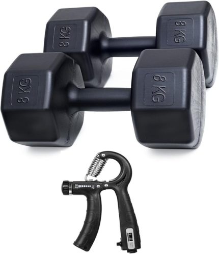 8 Kg Dambıl X 2 Adet = 16 Kg + Sayaçlı Ayarlanabilir El Yayı SİYAH