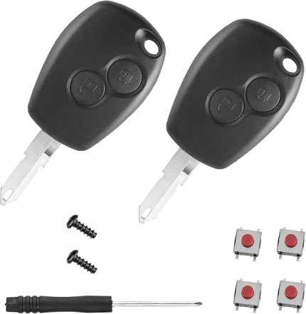 2 adet araba anahtarı Dacia anahtar muhafazası Renault Duster Logan Logdy Sandero için uzaktan kumandalı anahtar muhafazası 4 tuşlu şalter ile somun model pil bölmeli