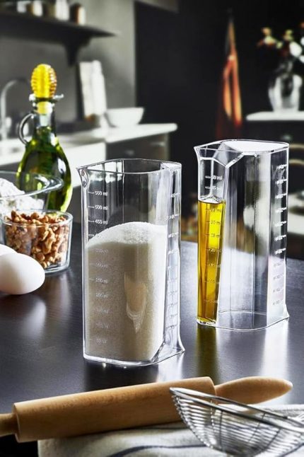 Akrilik Şeffaf Mutfak Çift Taraflı Ölçü Kabı, Yemek Hazırlamak İçin Ölçü Kabı, Mutfakta Hassas Ölçümler için İdeal Araç