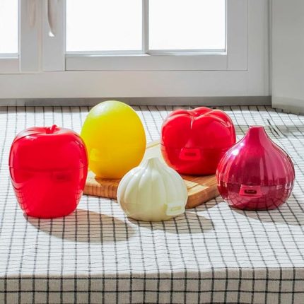 L-00393 5 li Kilit Kapaklı Domates Soğan Limon Sarımsak Elma Sebze Saklama Kabı Seti