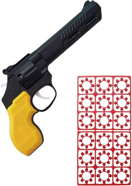 KONSOL Büyük Boy Mantar Tabancası Çat Pat Tabanca 18 KaPsül Mantar Hediyeli Sarı PS114204