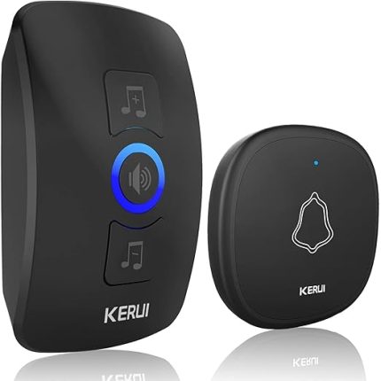 Kablosuz kapı zili, kablosuz set, 300 m menzil IP66 dış mekan su geçirmez ev kapısı zili, 1 Plug-In-Ealıcısı, 32 melodi, 4 ses seviyesi, Plug-In alıcı ve zil düğmesi