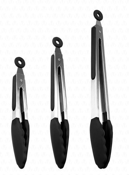 Midori Metal Saplı Silikon Uçlu Kilit Sistemli Smart 3lü Maşa Seti Siyah