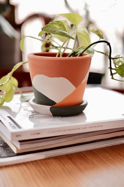 Savana Saksı+Tabak • Abstract Yeşil Sarı (Küçük)