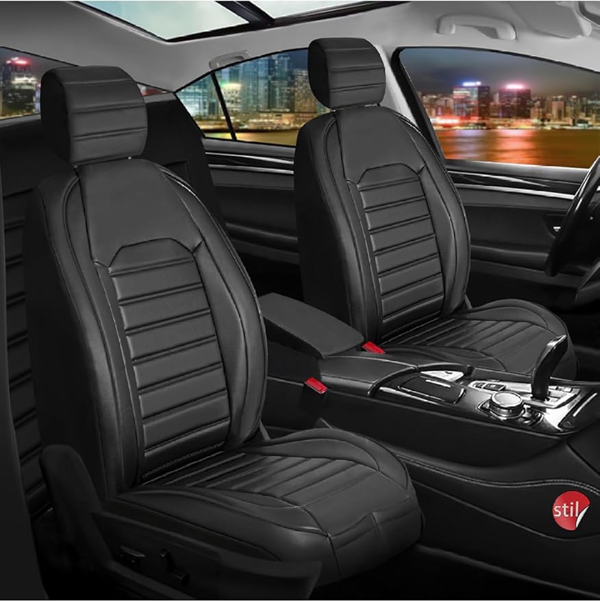 Megane 2 HB İle Uyumlu Lüx Oto Koltuk Kılıfı Ön Arka Takım Çizgili Desen SİYAH