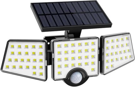 Dış mekan için hareket sensörlü solar lamba, 360° aydınlatma açısı, 1000 lümen 6 W LED dış mekan solar lamba, IP65 su geçirmez, 270° döndürülebilir, dış mekan, bahçe, balkon, garaj için solar