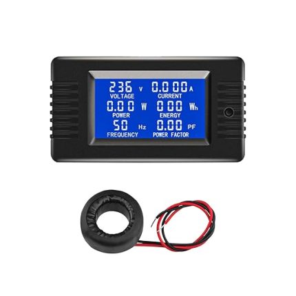 LCD Dijital Ampermetre Voltmetre AC 80-260V 100A, Güç Ölçer 6'sı 1 Arada Ev Elektrik Sayacı Panel, Enerji Sayacı Kapalı Tip CT ile