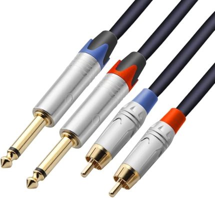 RCA - 1/4 Kablo, Çift RCA - Çift 1/4 "TS Stereo Ses Ara Bağlantı Kablosu Yama Kabloları - 6.5ft