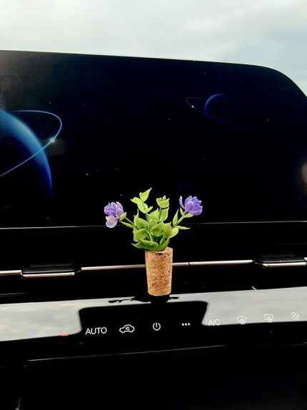 Mini Araç Klima Süsü | El Yapımı Mantar Saksı Çiçek Araba Kokusu | Difüzör(KOKUSUZ) Mor