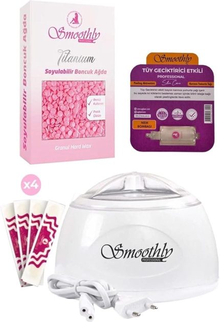 Soyulabilen Boncuk Ağda 250gr + Ağda Isıtıcı Makine + Tüy Geciktirme Etkili Losyon + Spatula Seti