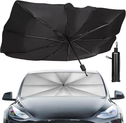 Sedan SUV Araba Güneşliği, Ön Cam UV Işınları ve Isı için Güneşlik Koruyucu, Katlanabilir Ön Cam Güneşlik Şemsiyesi, Arabayı Serin Tutun, Kullanımı Kolay/Saklayın, 137 cm x 81 cm