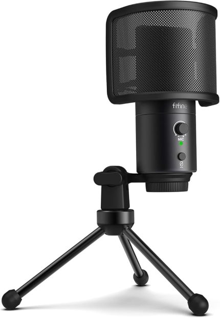 Mikrofon PC kondansatör, Tip A/C USB mikrofon MAC PS4 PS5 için, standlı mikrofon, pop filtre, sessize alma düğmesi, kulaklık bağlantısı