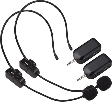 2.4G Kablosuz Mikrofonlu Kulaklık, 98ft Menzilli Alıcı Kulaklık Mikrofonu, El Mikrofonu ve Yaka Klipsli 3'ü 1 Arada Profesyonel Ses Amplifikatörü Kulaklık Mikrofonları Karaoke Hoparlör PA Sist