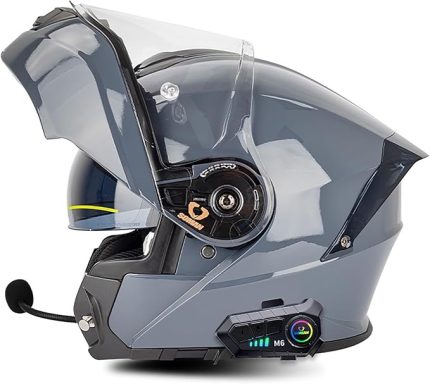 Modüler Motosiklet Kaskı Tam Yüz Yukarı Açılır Çift Vizörlü, Buğu Önleyici, Anti UV, ECE Onaylı Entegre Hoparlör Mikrofonu Erkekler Ve Kadınlar İçin(L,M=(57~58cm))