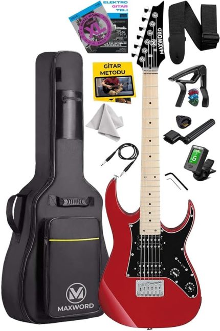 DE-150RD Maple Klavye HH Manyetik Yüksek Kaliteli Elektro Gitar Seti