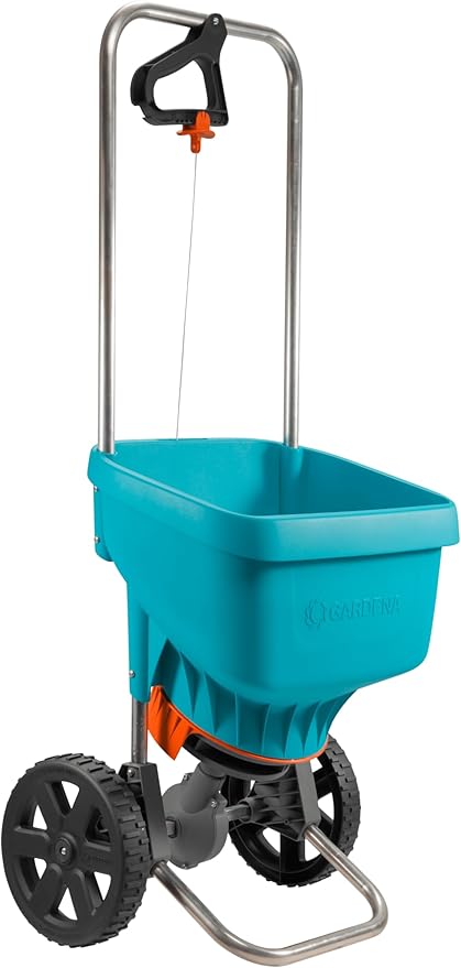 Serpme Makinesi XL: Gübre, tohum ve yol tuzu serpmek için üniversal serpme makinesi, 1,5 - 6 m yayılma genişliği, yakl. 800 m² çim alanı, 18 l kapasite, kilitli kaydıraklı (436-20)