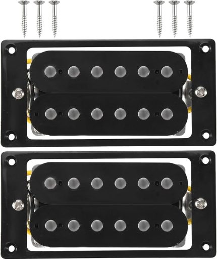 2 Adet (1 set) Siyah Humbucker Çift Bobinli Gitar Manyetikleri + Çerçeve Vidası