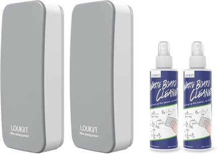 2 paket manyetik kuru silme silgisi, beyaz tahta silgisi, cam tahta çıkarıcı, 100,5 ml beyaz tahta temizleyici * 2 dahil, sınıf, ev ve ofis kullanımı için (gri)