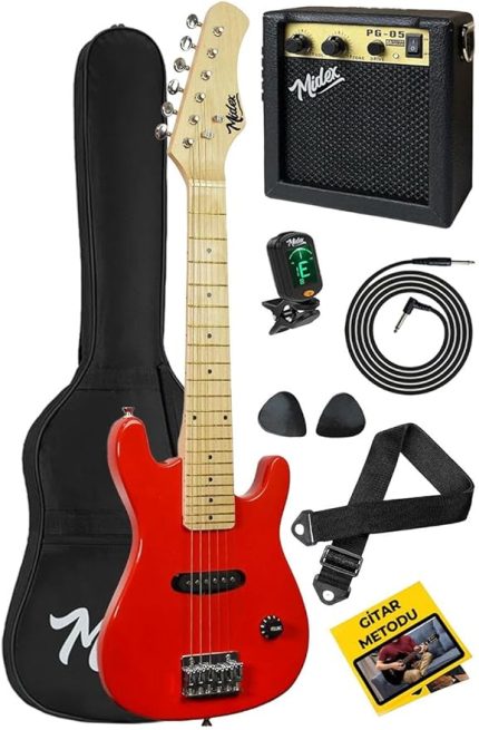 CEG-30RD 4-6 Yaş Çocuklar İçin Amfili Full 1/4 30 İnç Elektro Gitar Seti RED