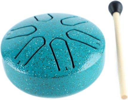 Dil Davul, 6 Not Çelik Endişesiz Handpan Vurmalı Çalgı Meditasyon Yoga İçin Baget İle (Yeşil) İşlenme Aracı