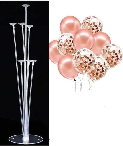 Adet 12 İnç Balon ve Balon Standı (Rose Gold Şeffaf)