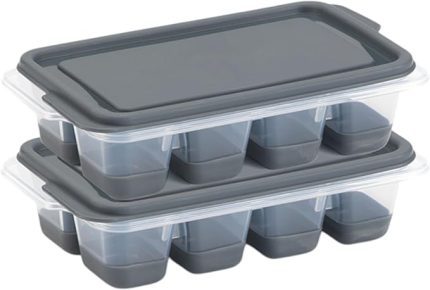 Mini Kapaklı Silikon Buzluk - Kolay Çıkarım, Güvenli İstifleme, Kompakt Tasarım, Kırılmaz, Gıdayla Uyumlu, Üst Üste Dizilebilir Pratik Buz Haznesi (Antrasit)