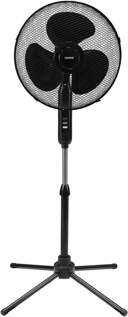 Serisi Everest FAN10 Siyah EcoWind 16" Maks 45W 3 Kademe 1100RPM Metal Yıldız Ayak 3 Bıçaklı Soğutma Sistemi Vantilatör Pervanesi (SİYAH)