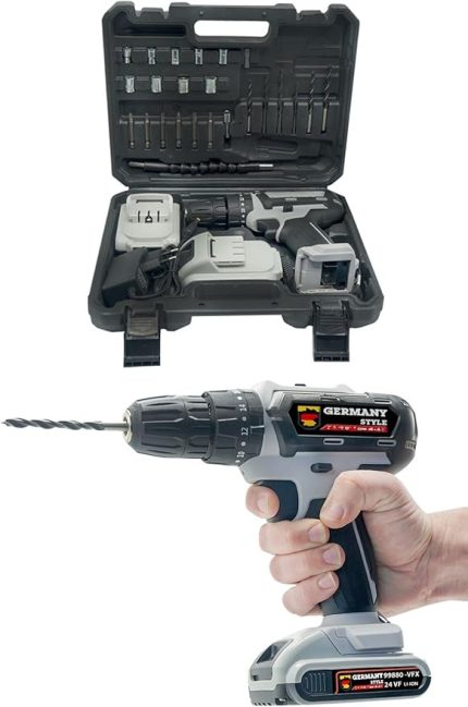 Germany Style Alman Ms-92VFX Çelik Şanzıman Darbeli 15000 mAh 2 Akülü Vidalama Matkap Şarjlı Matkap