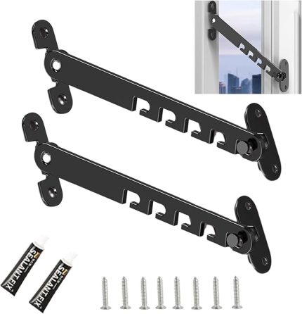 2 set pencere stoperi, pencere sürgüsü, 18 cm, metal pencere sabitleyici, açılır pencereler, pencere kepenkleri için, pencere stoperi, pencere açıklığını ayarlamak için pencere sürgüsü