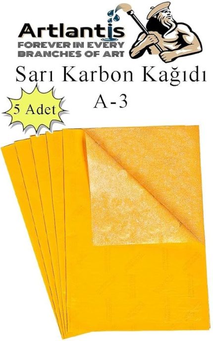 Kağıdı A3 5 Adet 29,7x42 cm Renkli Karbon Kağıdı Kopya Kağıdı Transfer Kağıdı Sarı