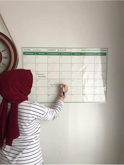Kağıt Aylık Planlayıcı Takvim Akıllı Tahta Yazı Tahtası + Kalem Duvara Cama Tahtaya Uygulanır