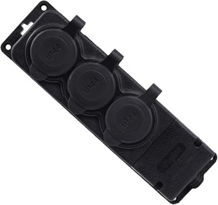 Sağlam Uzatma Monofaze Kauçuklu Bahçe Çoğaltıcı Dış Mekan Korunaklı Priz Kapaklı Siyah Grup 3'lü