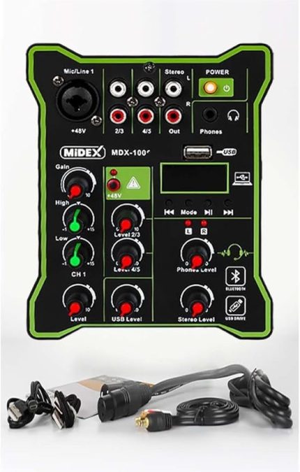 MDX-100 Stüdyo Kayıt İçin Ses Kartlı Mixer +48V Phantom Power ile Stüdyo Mikser