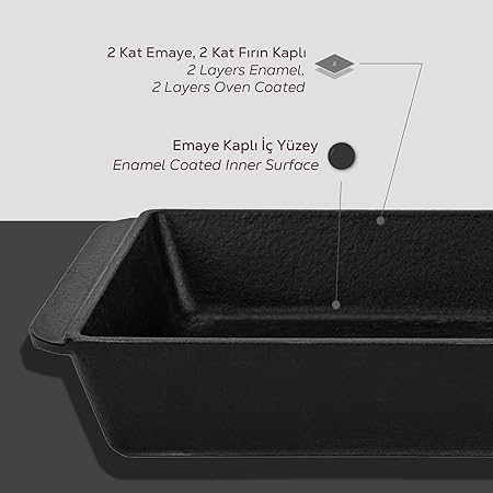 Döküm Dikdörtgen Rosto ve Fırın Tepsisi Döküm Demir Yekpare Çift Kulplu Ölçü 21x33cm. - Görsel 5