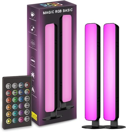 2 adet RGB Led Işık Çubuğu, Çok Konumlu Tabanlı Renkli Çok Renkli Yatay/Dikey LED Şerit Işıklar, Müzik Ritmi Ortam Lambası, IR Kontrol USB Işık, Ev Dekor Oturma Odası, Duvar Dekoru