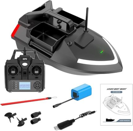 GPS Balık Yemi Teknesi 500m Uzaktan Kumandalı Yem Teknesi Çift Motorlu Balık Bulucu 2KG Yükleme Desteği Gece Lambası ile Otomatik Seyir/Dönüş/Rota Düzeltme Balıkçılık için Dönüş Sinyali,Fishing