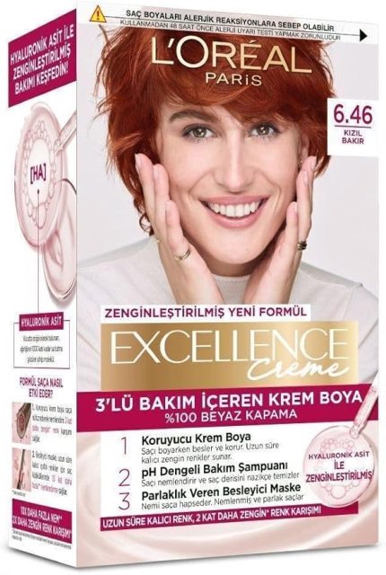 PARIS Excellence Creme Saç Boyası 6.46 Kızıl Bakır