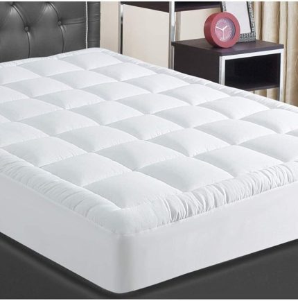 Home 350 Gr Silikon Elyaf%100 Pamuklu Kumaş Pofuduk Yatak Koruyucu,Fitted Kapitoneli Uyku Pedi