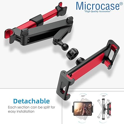 Araç İçi Koltuk Arkası Uzayan Başlıklı Tablet Telefon Tutucu Siyah-Kırmızı - AL2899 - Görsel 3