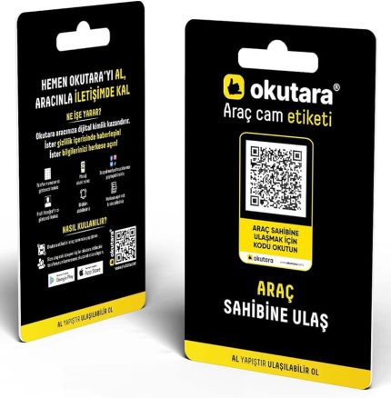 Araç, Otomobil, Araba Cam Etiketi Numaratör (Qr Kimlik)