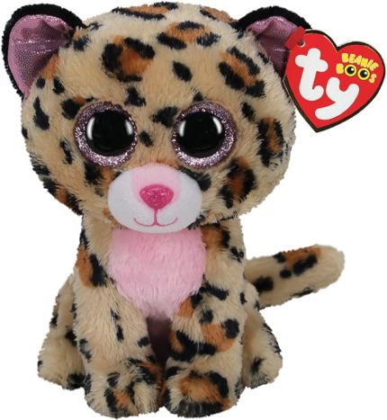 Peluş-Ty Beanie Boo Livvie Pembe Leopar 15 cm.