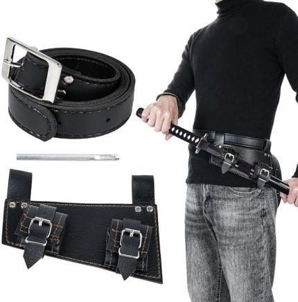 Kemerli Ortaçağ Katana Kın, Savaşçı İçin Pu Deri Kılıç Kurbağası, Suikastçı, Şövalye Kostümü