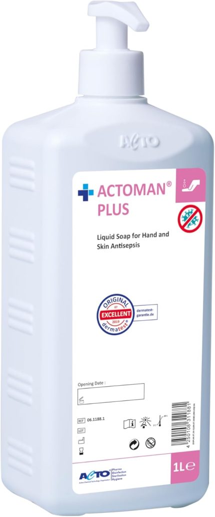 PLUS 1L – El ve Cilt Antiseptiği |%4 Klorheksidin Glukonat İçerikli Antimikrobiyal Sıvı Sabun | Mikroorganizmalara Karşı Etkili | Dermatolojik Olarak Test Edilmiştir