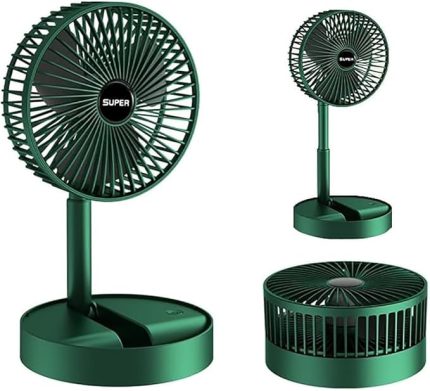 Taşınabilir Fan Katlanır Teleskopik Usb Fanı Ev Ofis Masaüstü Sessiz Fan (Yeşil, Orta)