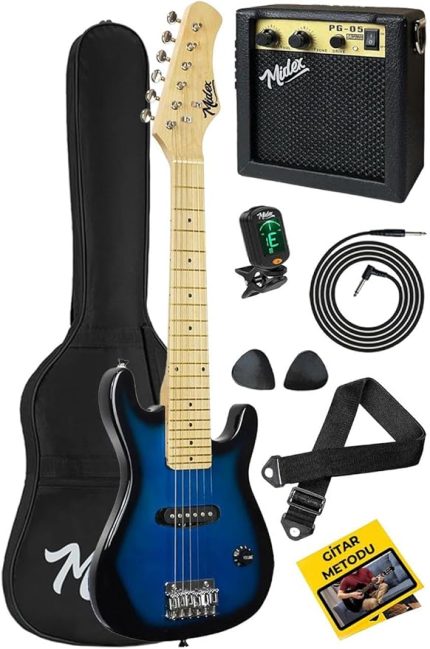 CEG-30BL 4-6 Yaş Çocuklar İçin Amfili Full 1/4 30 İnç Elektro Gitar Seti Blue Black
