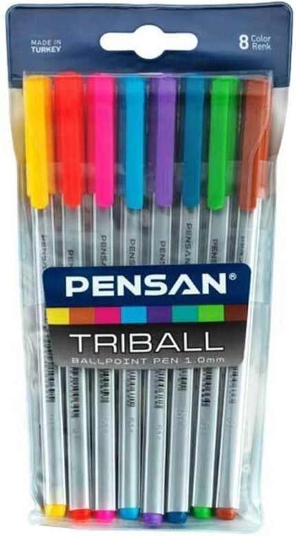 Triball 1.00 Mm Tükenmez Kalem 8 Renk Set Tek Ebat Karışık