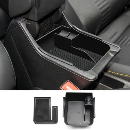 VW Polo AW Taigo 2018-2022 2023 2024 ile uyumlu orta konsol kolçak saklama kutusu torpido gözü Polo 2023 saklama araba merkezi konsol düzenleyici tepsi Polo AW aksesuar (siyah)